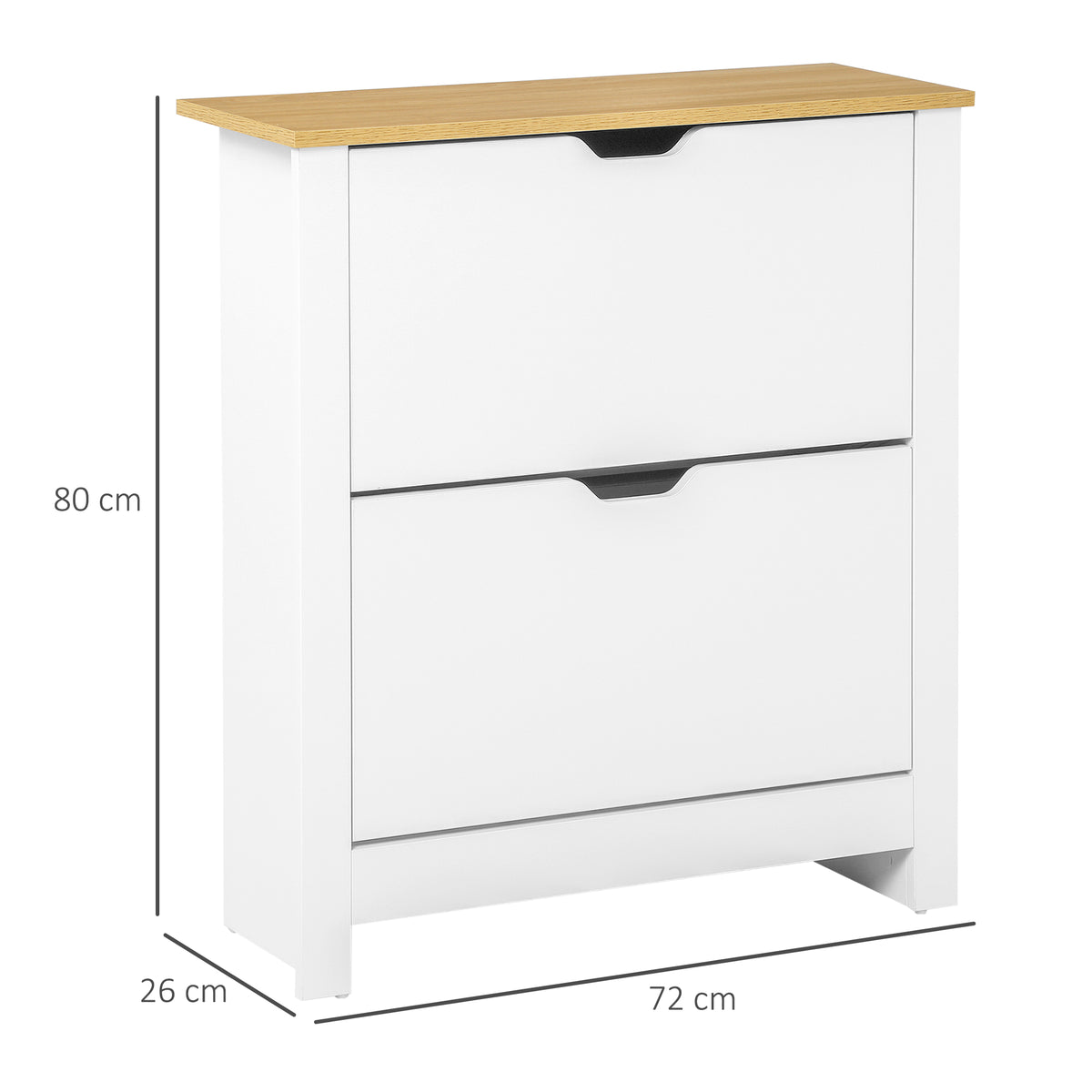 Schuhschrank mit Klappfächern und Ablage