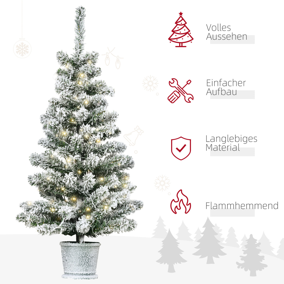 Künstlicher Mini-Weihnachtsbaum mit Schneeeffekt