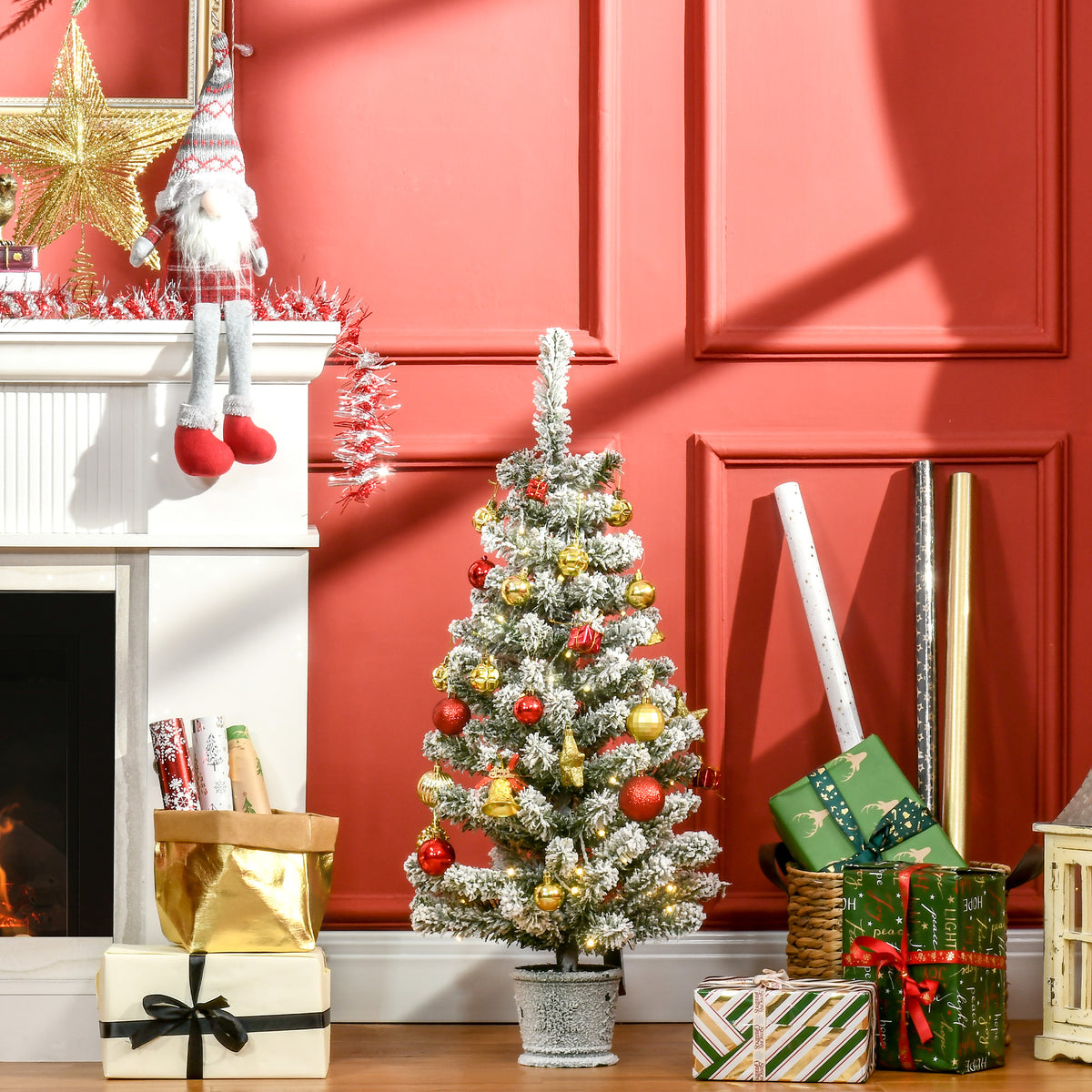 Künstlicher Mini-Weihnachtsbaum mit Schneeeffekt