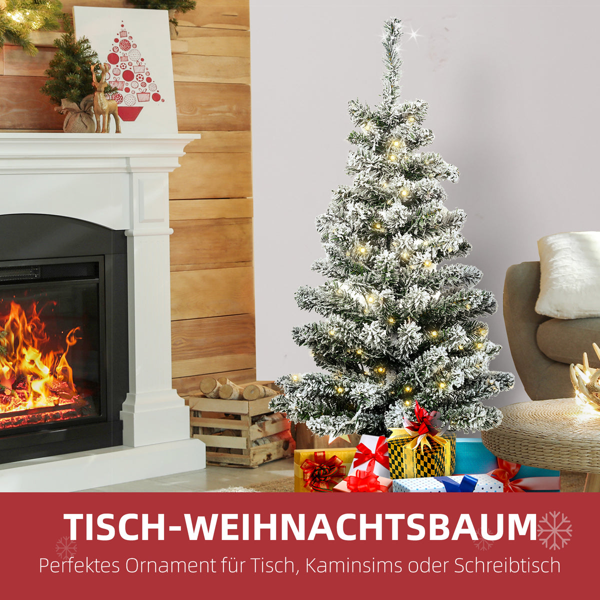 Künstlicher Mini-Weihnachtsbaum mit Schneeeffekt