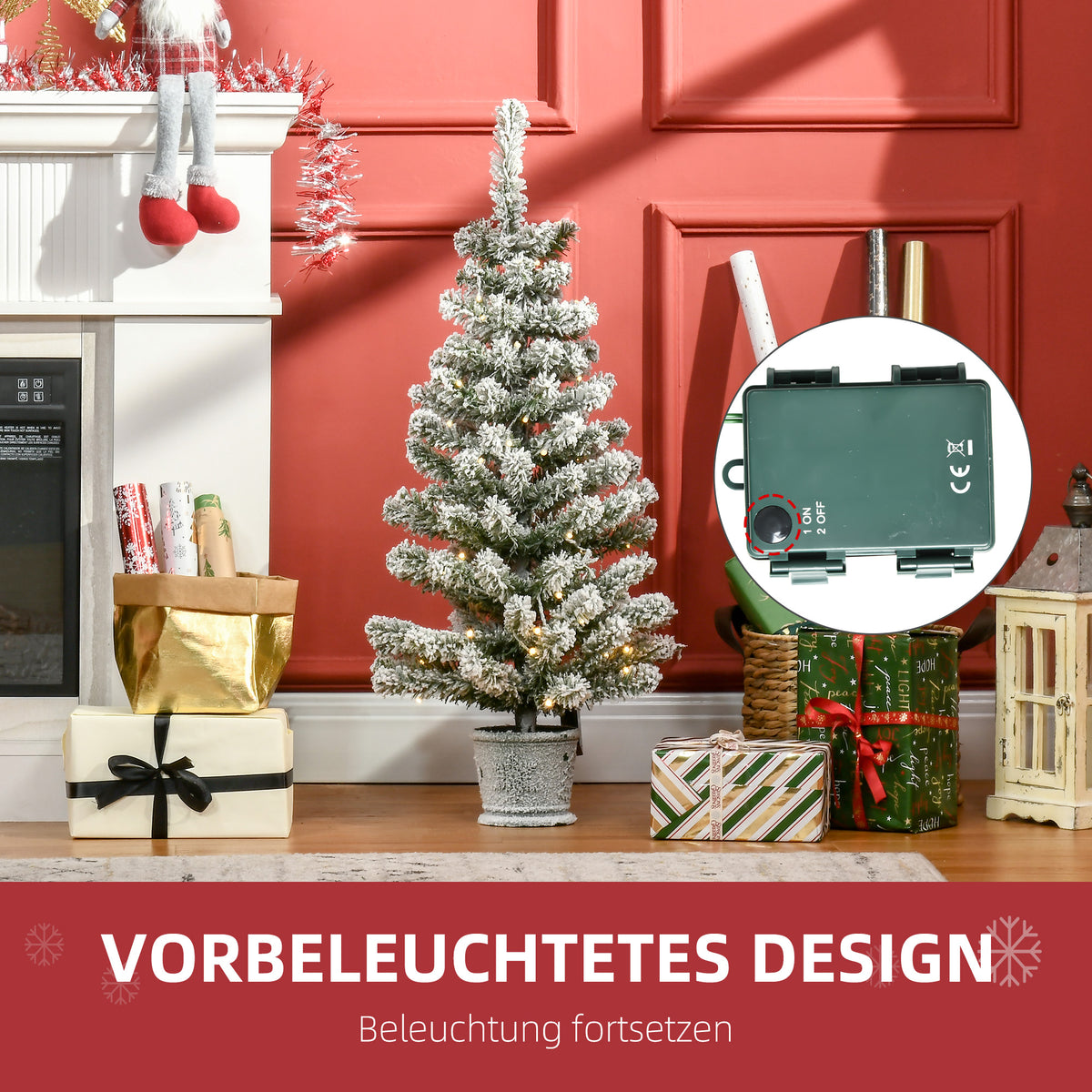 Künstlicher Mini-Weihnachtsbaum mit Schneeeffekt