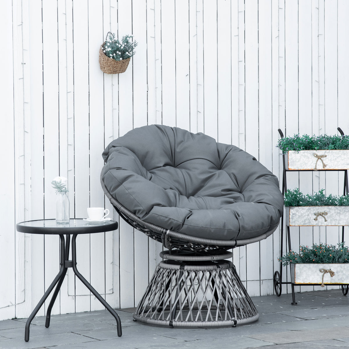 Papasansessel aus PE-Rattan mit 360°-Drehfunktion