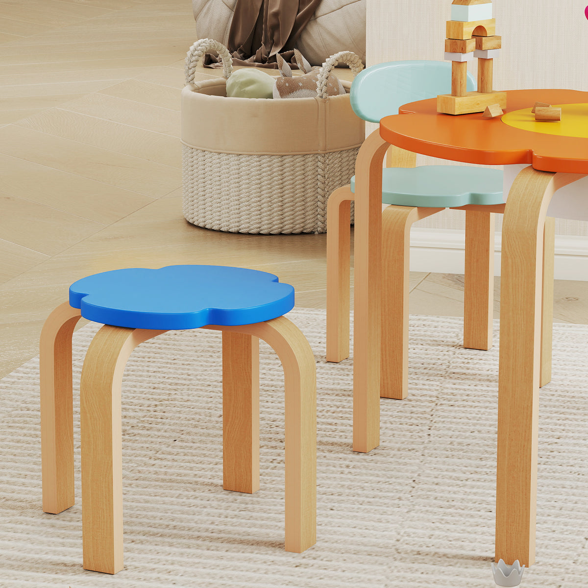 5-teiliges Kindertisch-Set mit Stauraum