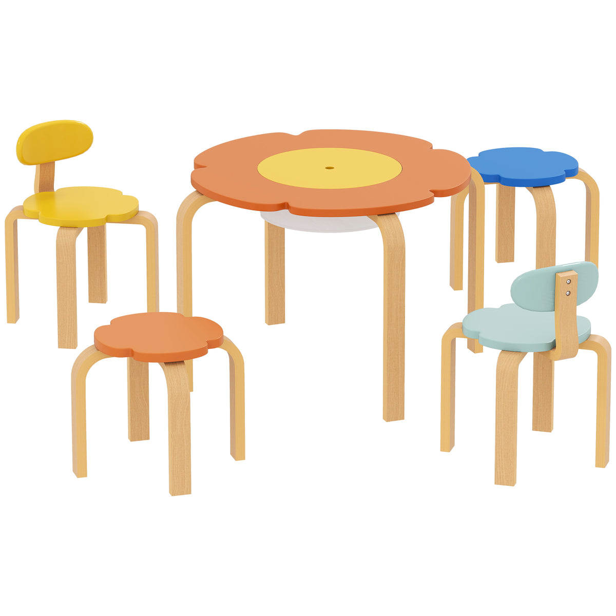 5-teiliges Kindertisch-Set mit Stauraum