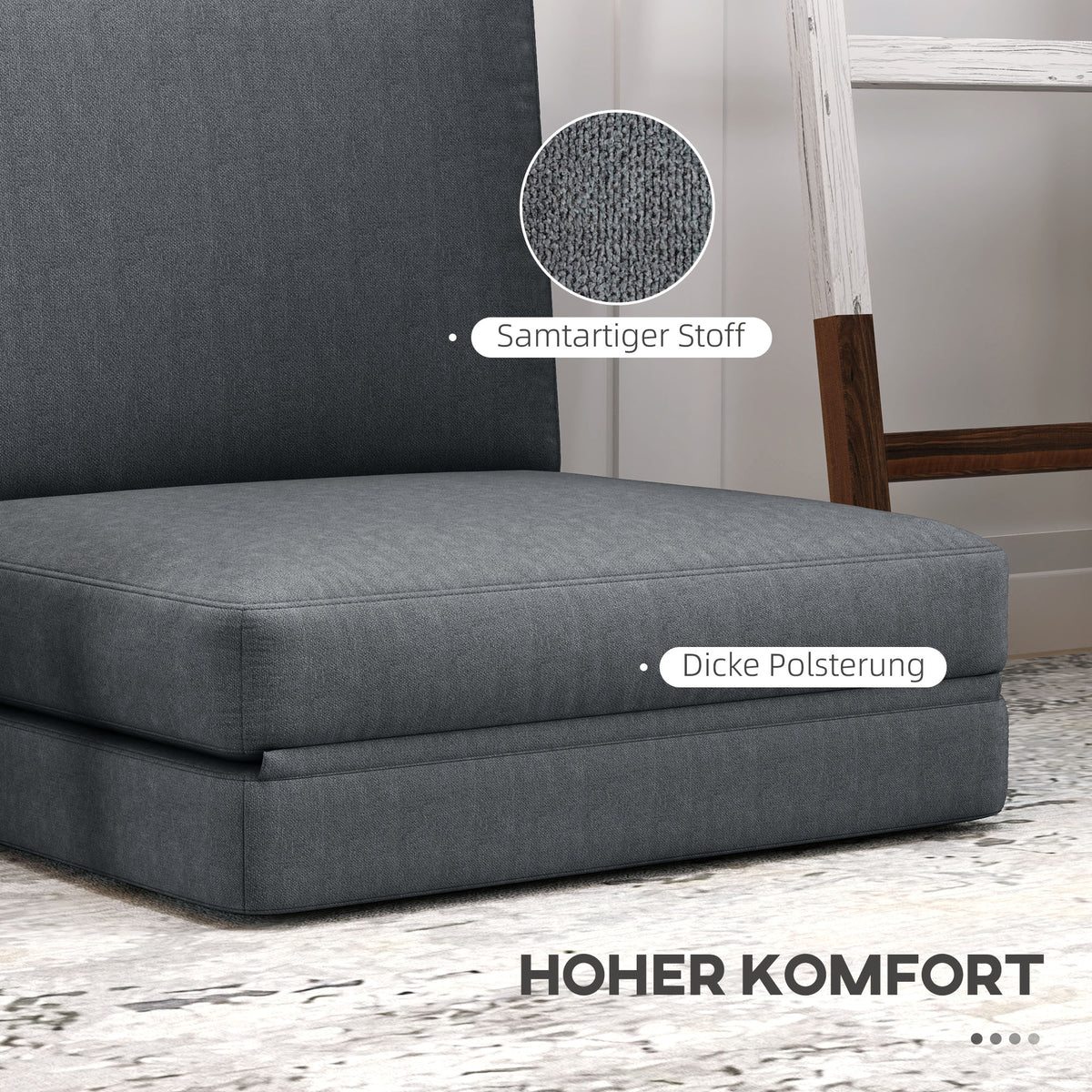 Faltbarer Bodensessel zum Sofa und Bett