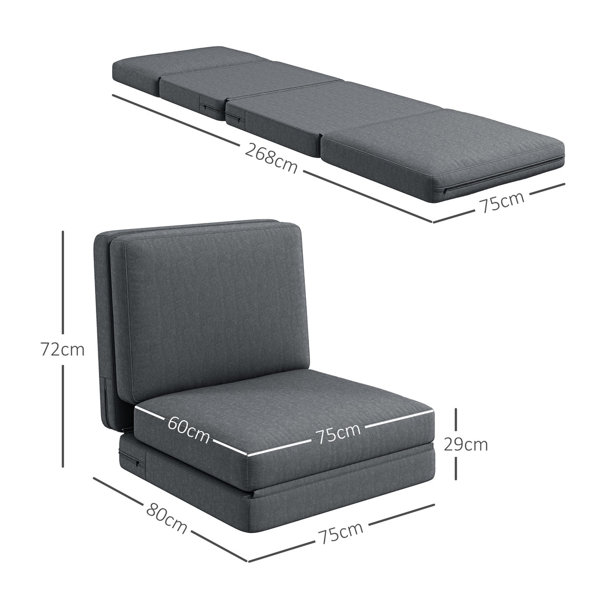 Faltbarer Bodensessel zum Sofa und Bett