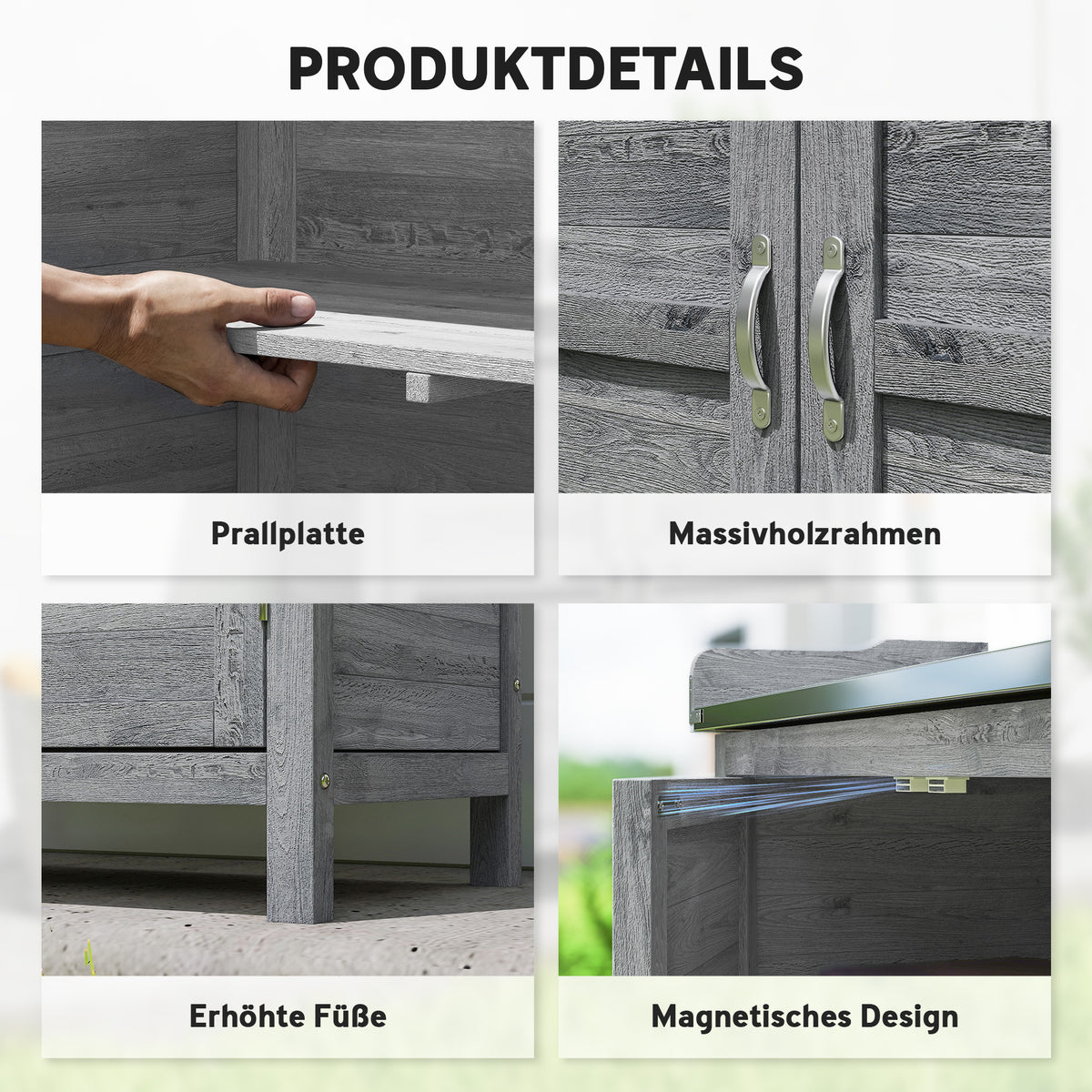 Gartenschrank mit Pflanztisch und 2 Fächern