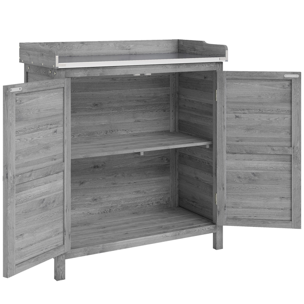 Gartenschrank mit Pflanztisch und 2 Fächern