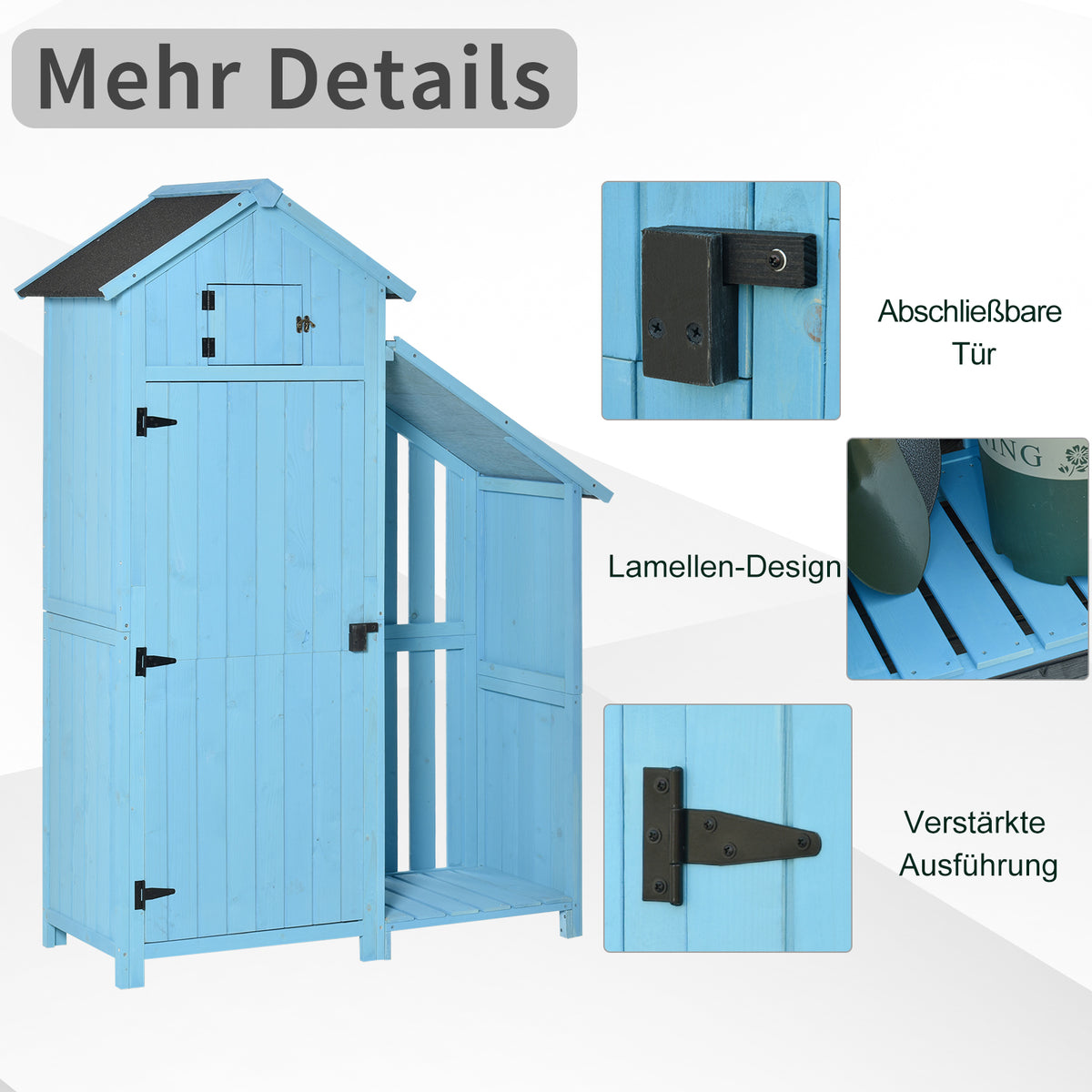 Gartenschuppen aus Tannenholz mit Brennholzlager