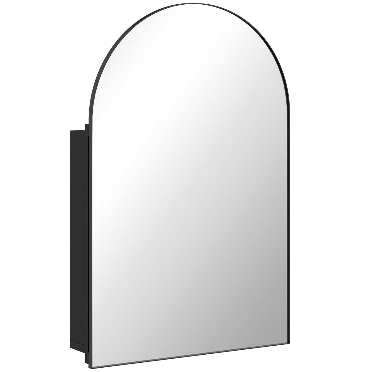 Gewölbter Spiegelschrank aus Metall, Schwarz