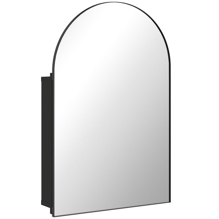 Gewölbter Spiegelschrank aus Metall, Schwarz