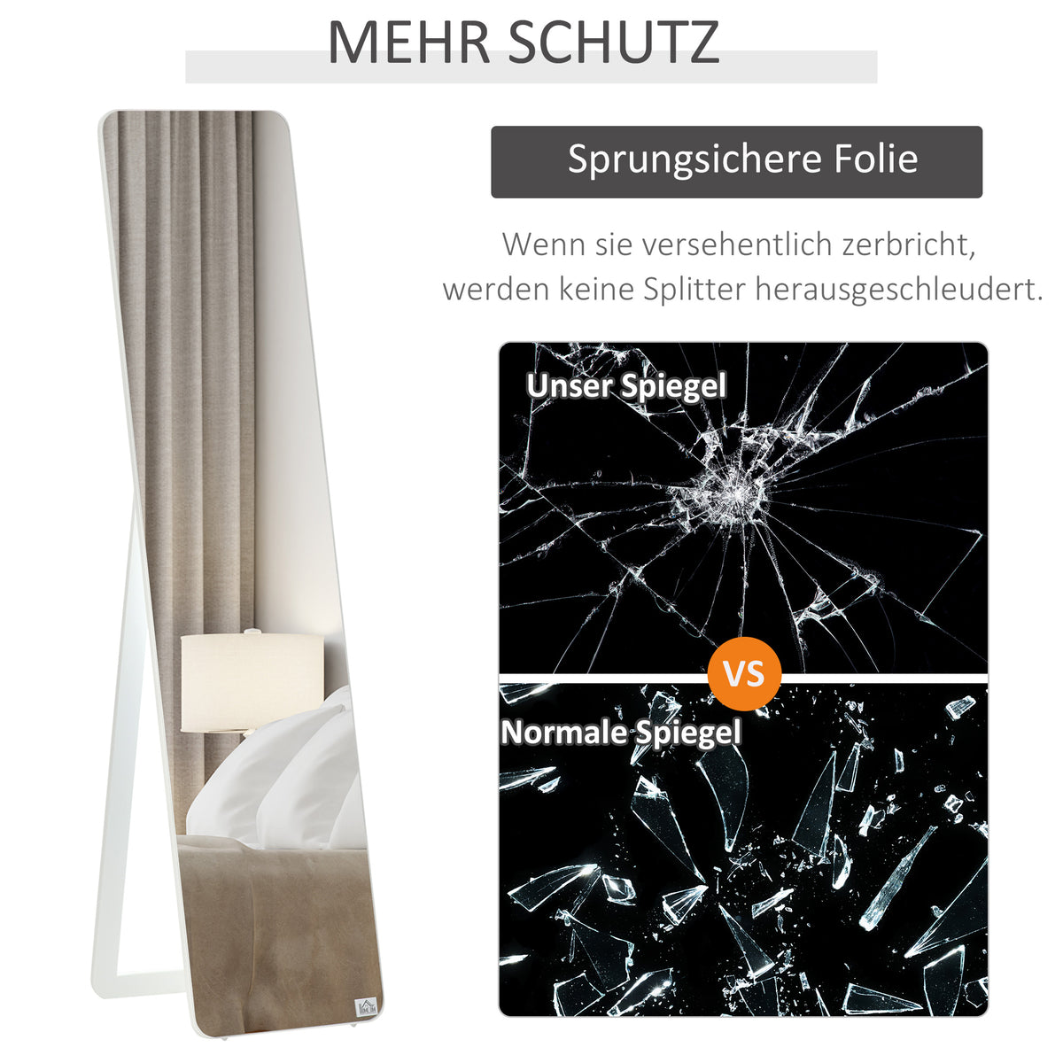 Standspiegel mit klappbarem Rahmen aus Kiefernholz