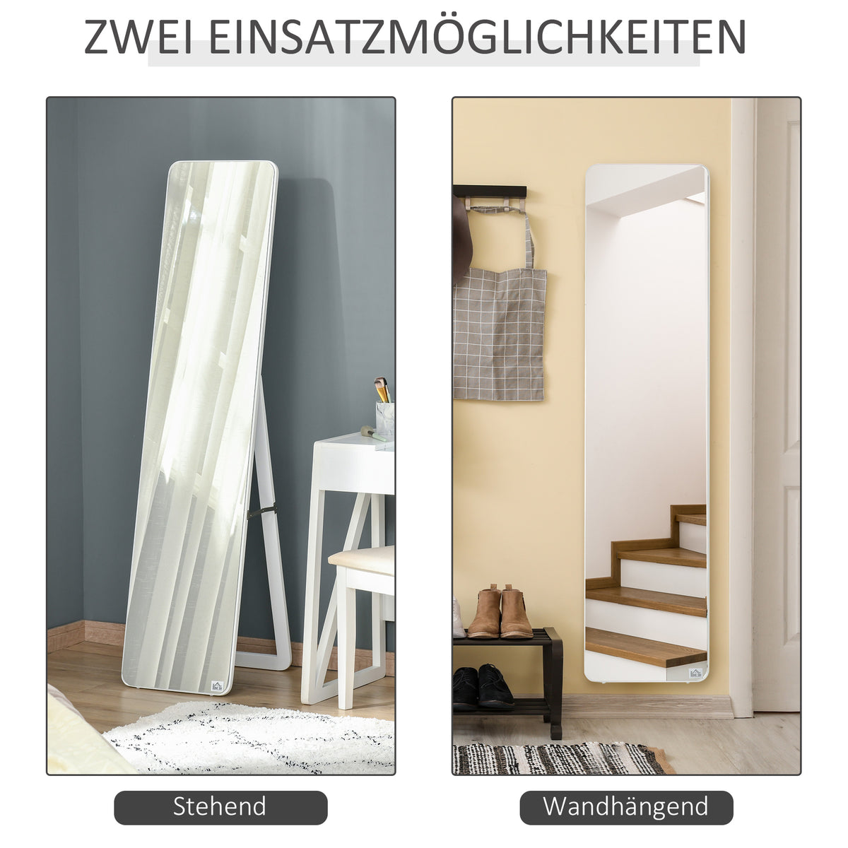 Standspiegel mit klappbarem Rahmen aus Kiefernholz
