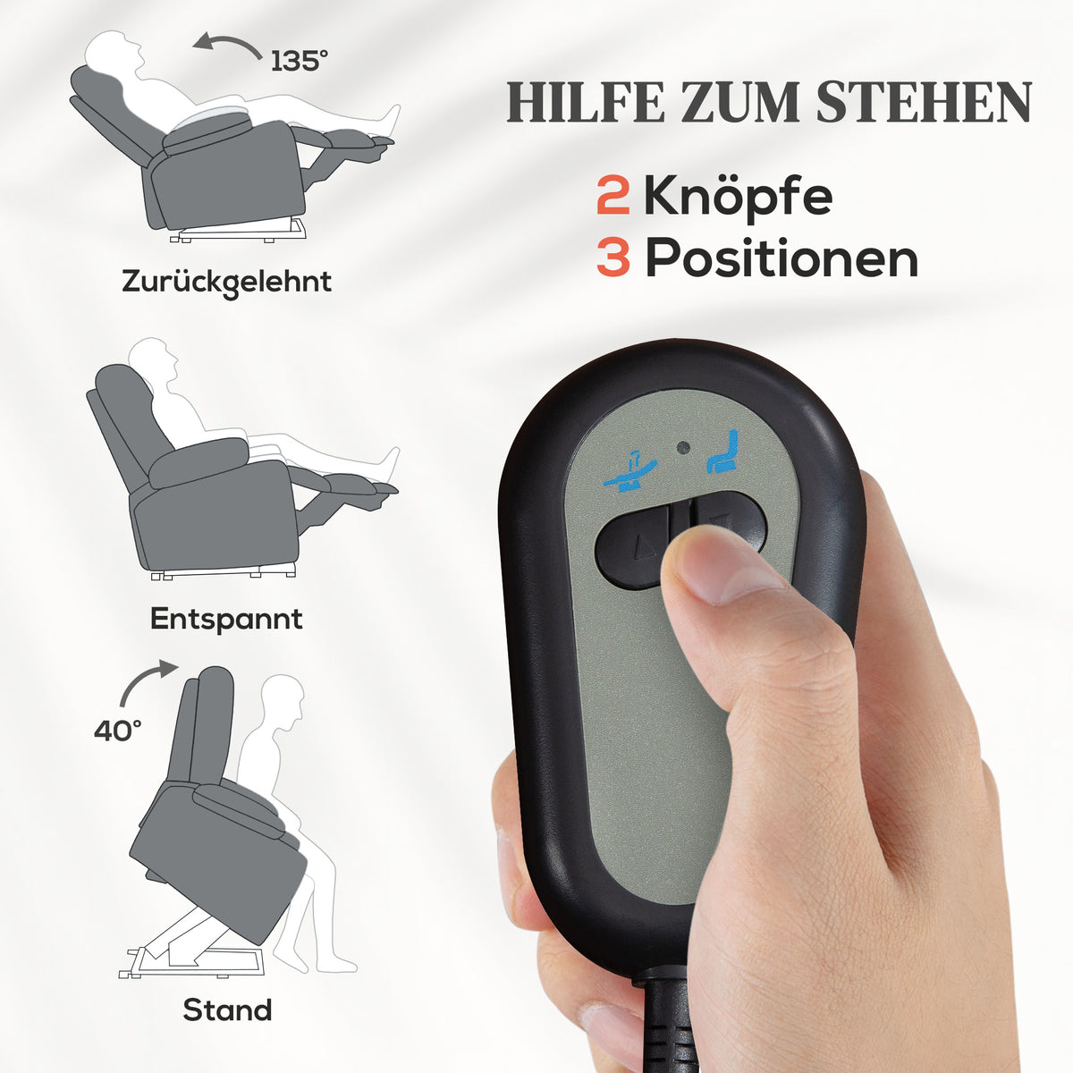 Elektrischer Aufstehsessel mit Liegefunktion