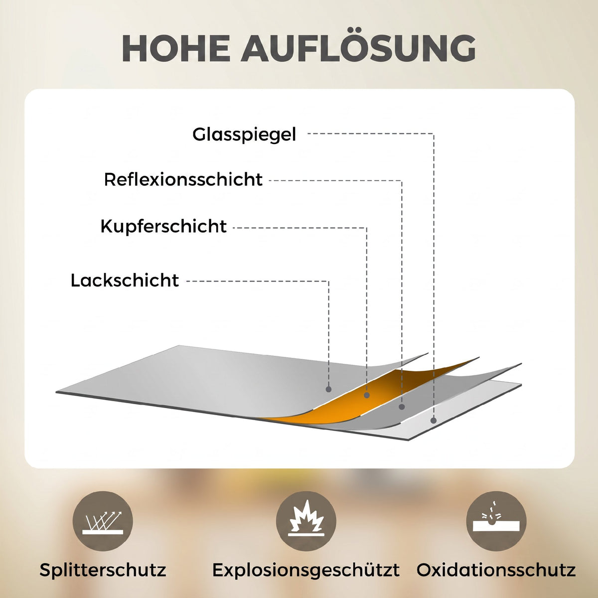 Runder Wandspiegel mit Aluminiumrahmen, 61 cm