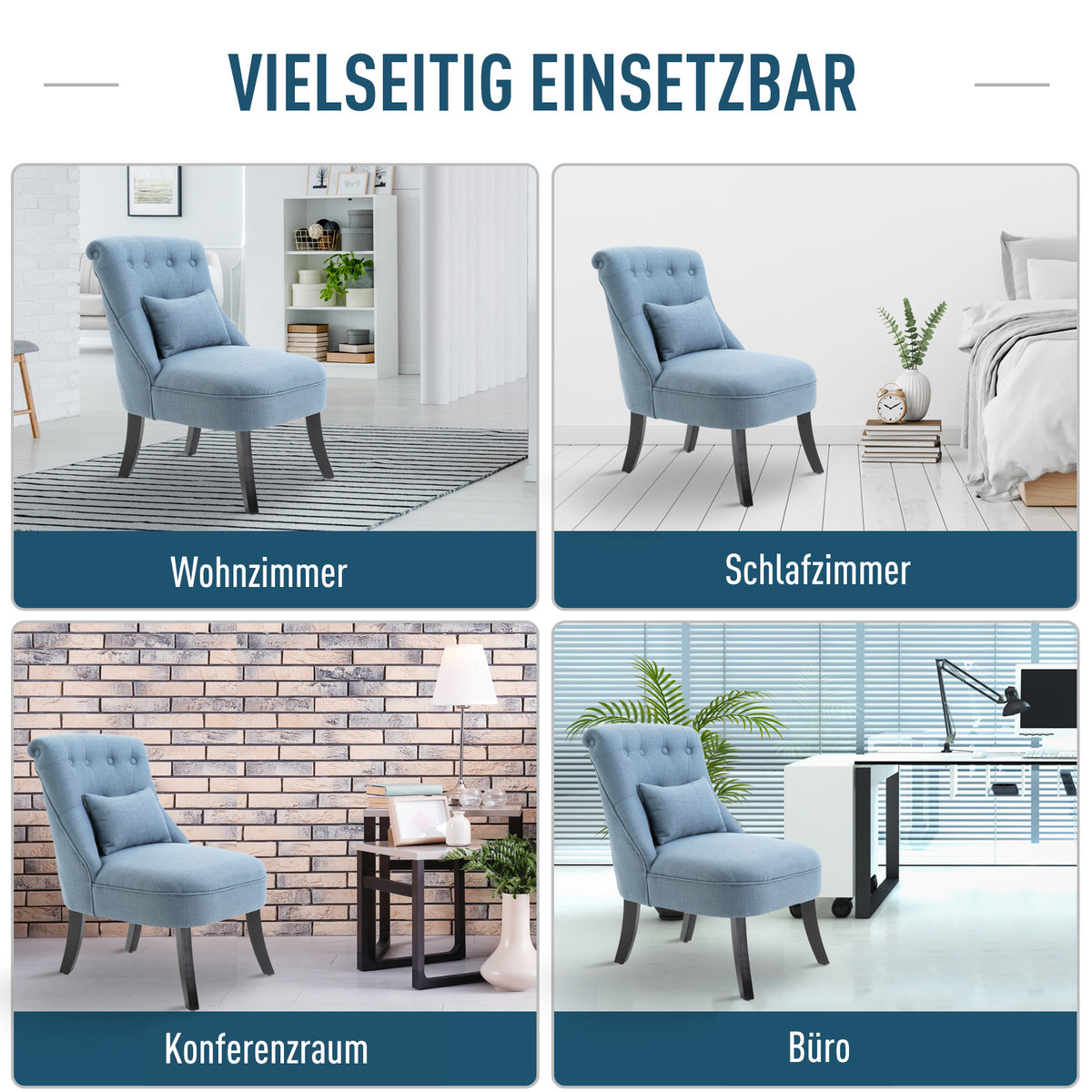 Polstersessel mit Rückenkissen und Holzbeinen