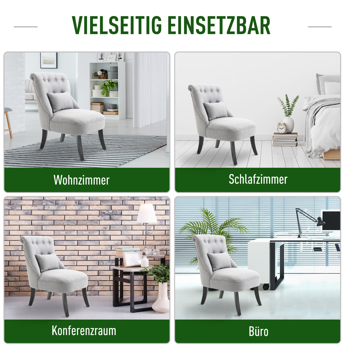 Polstersessel mit Rückenkissen und Holzbeinen