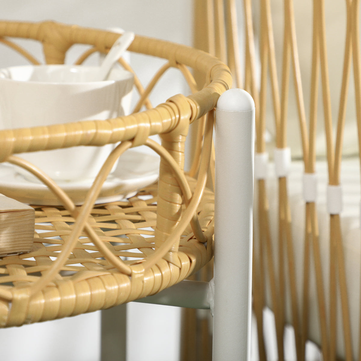 3-teiliges Bistro-Set aus PE-Rattan mit Polstern