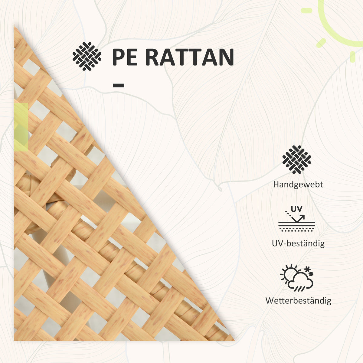3-teiliges Bistro-Set aus PE-Rattan mit Polstern