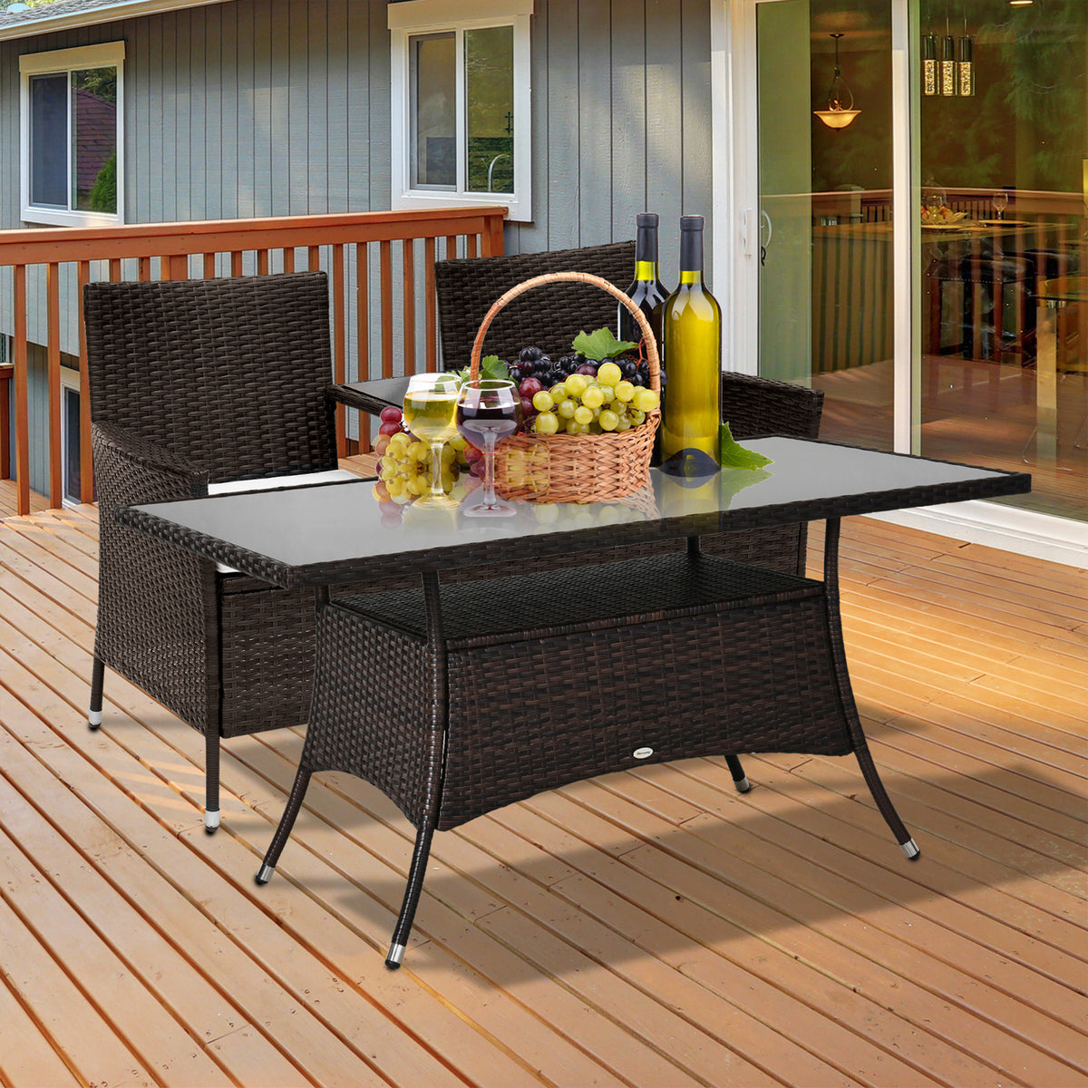 Gartentisch aus Polyrattan mit Sicherheitsglas