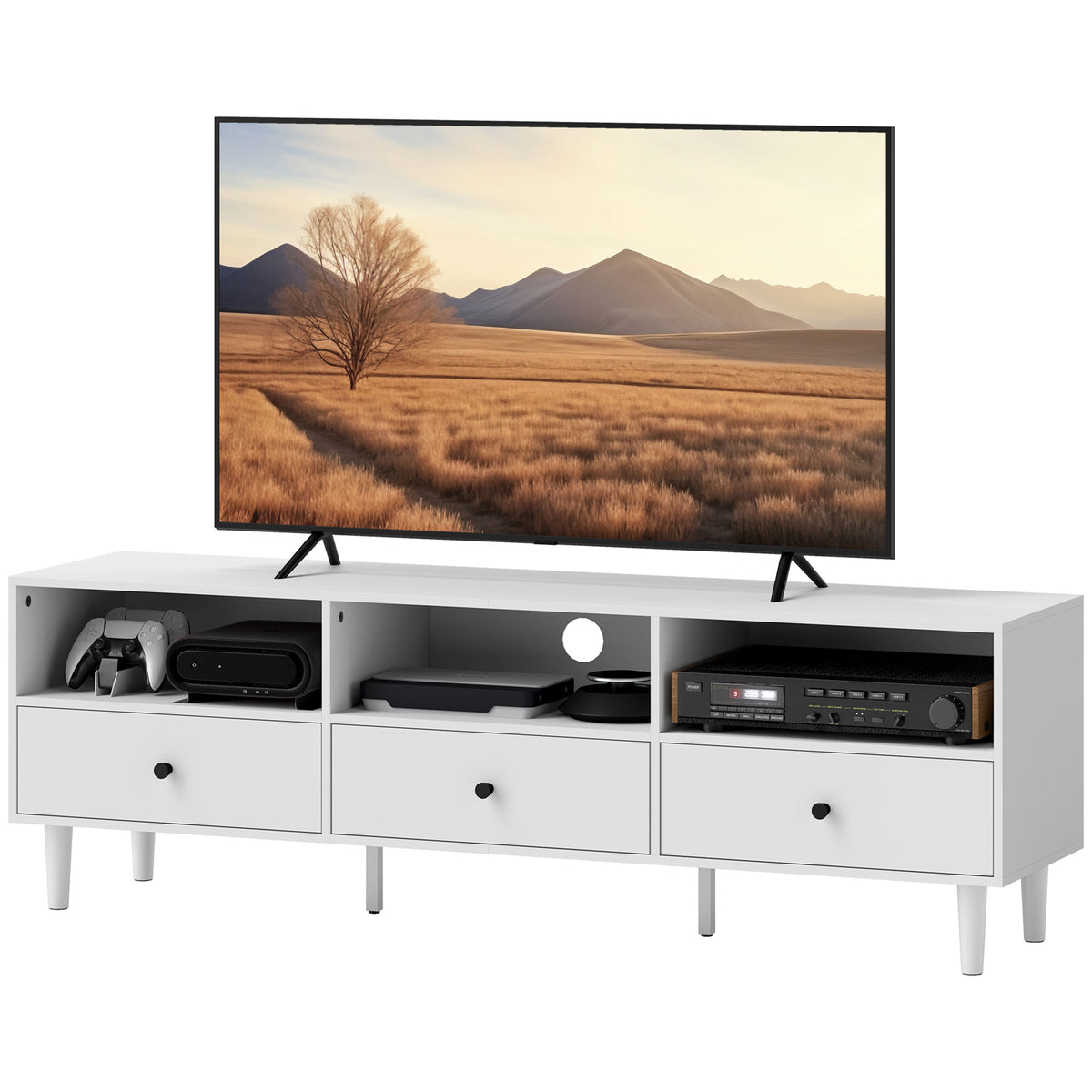 TV-Kommode 140 cm mit 3 Schubladen und 3 Fächern