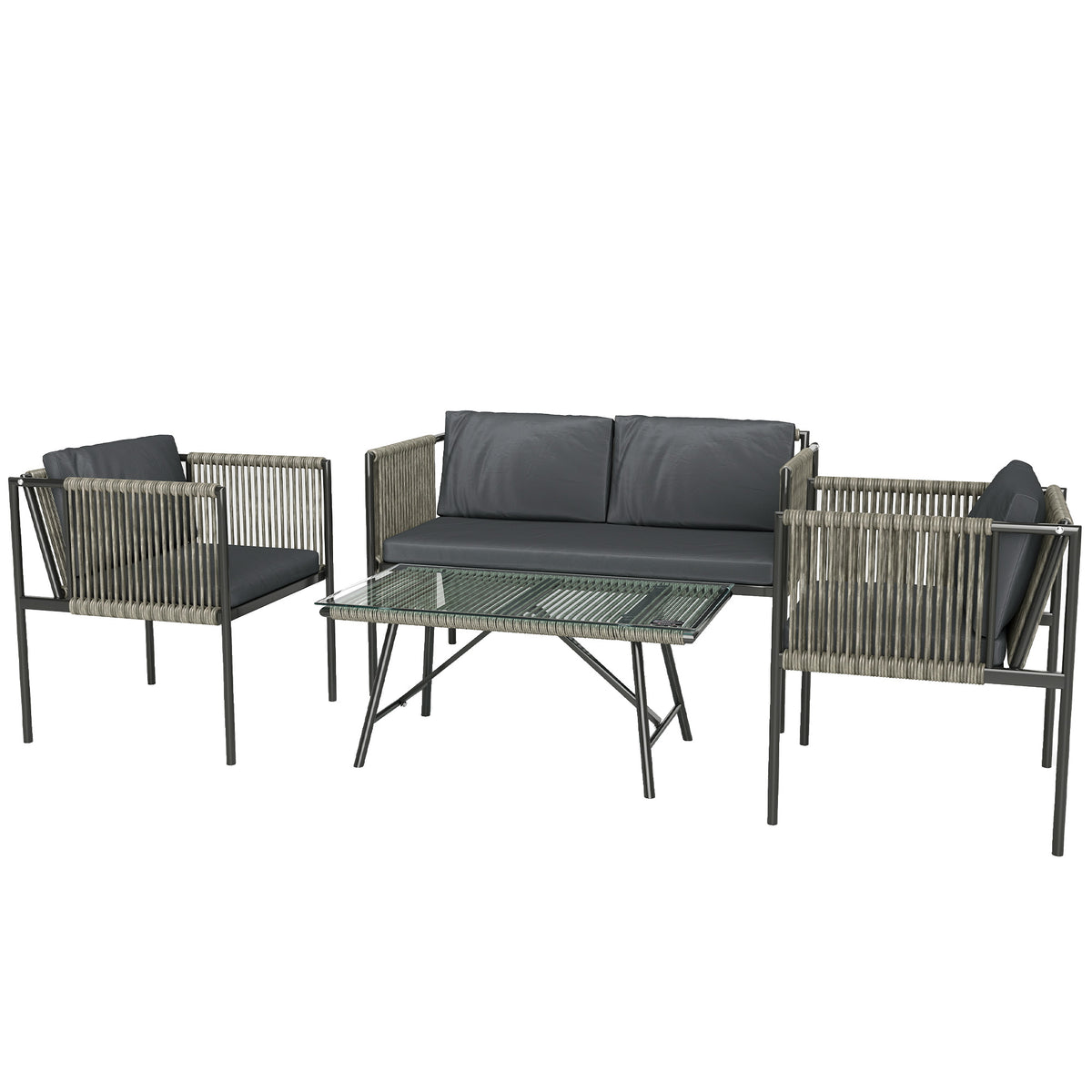 4-teiliges Gartenmöbel-Set aus PE-Rattan