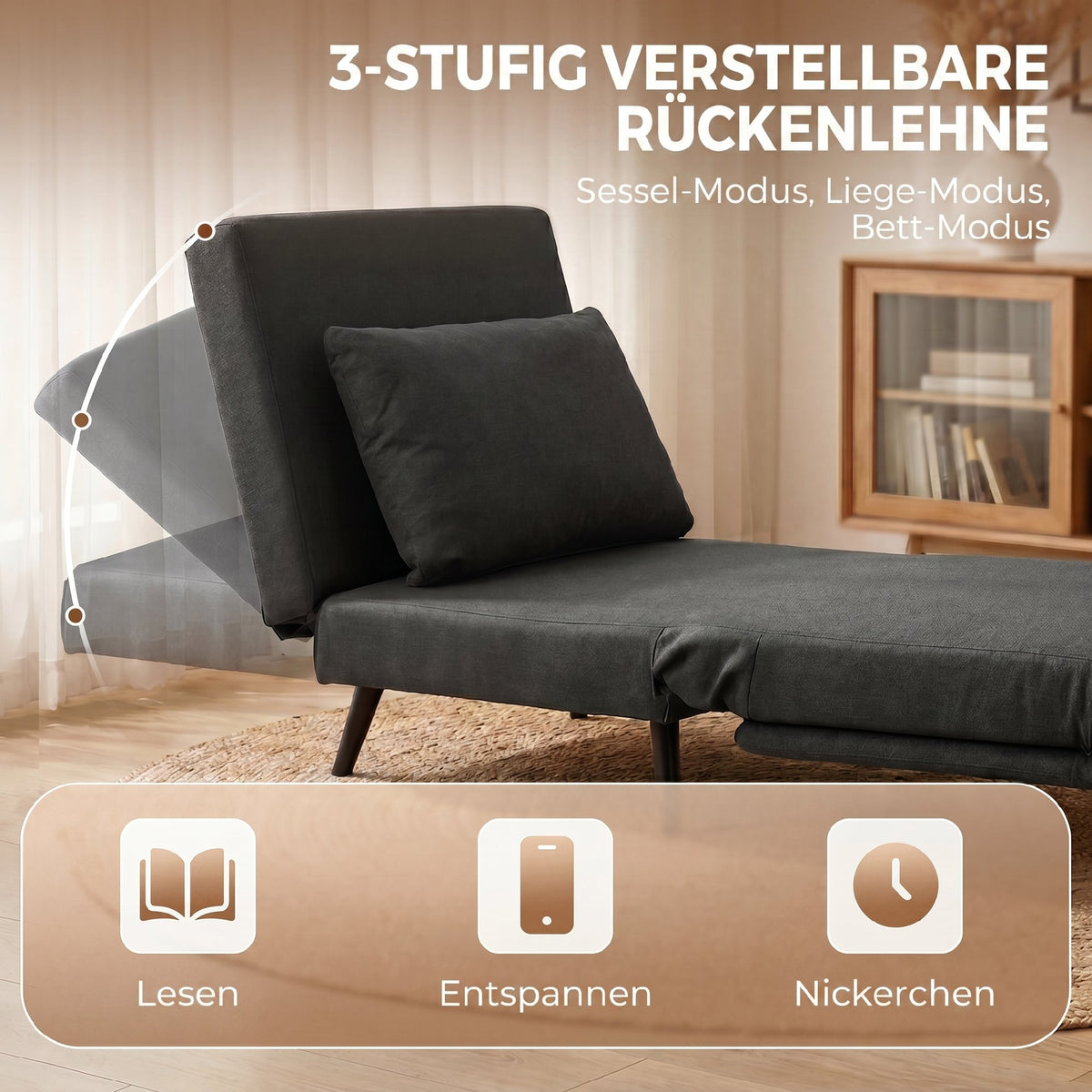 3-in-1 Schlafsessel mit verstellbarer Rückenlehne