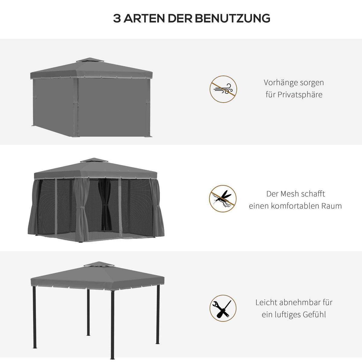 Gartenpavillon mit Doppeldach und Seitenteilen
