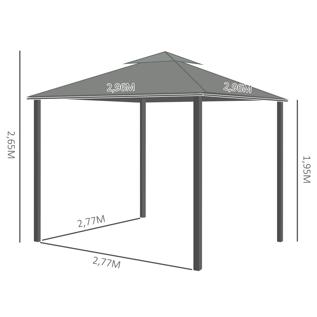 Gartenpavillon mit Doppeldach und Seitenteilen
