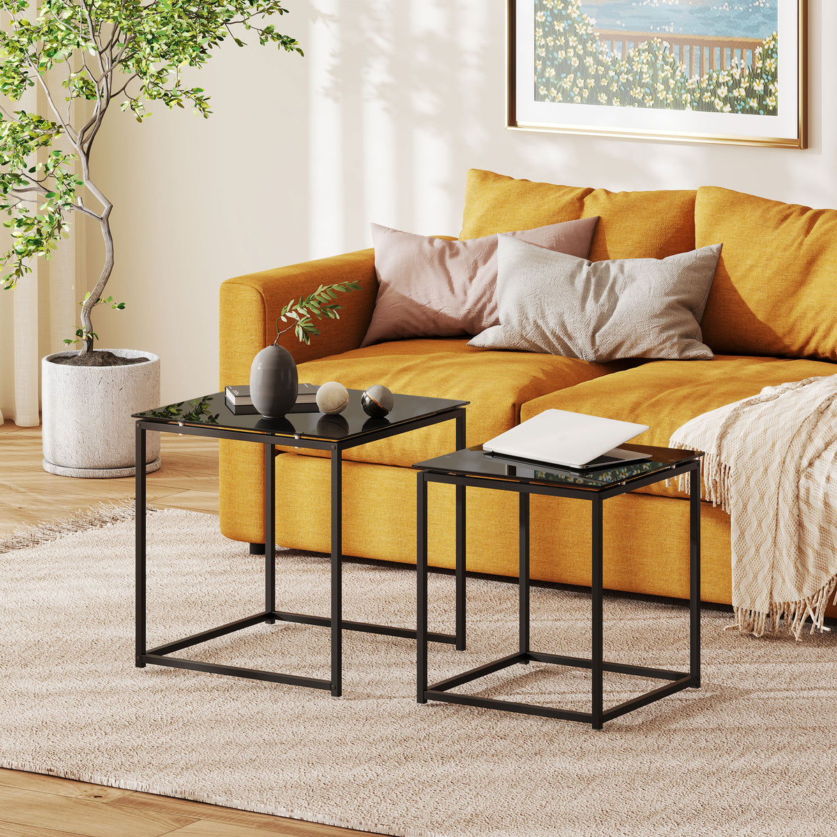 2er-Set Satztische mit platzsparendem Design