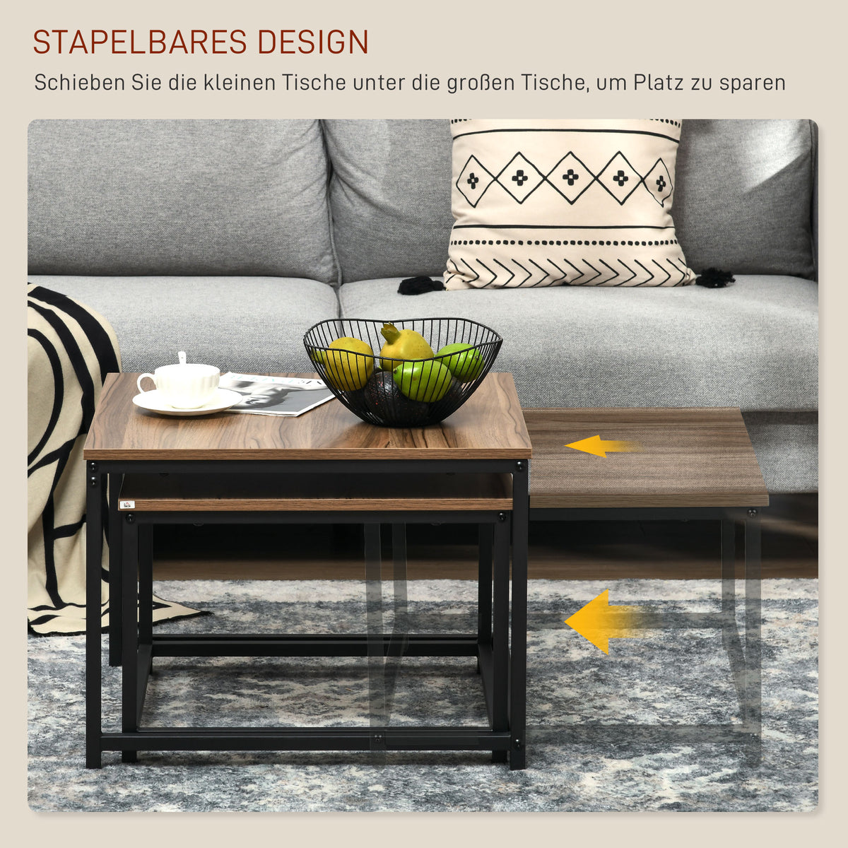 2er-Set Satztische mit platzsparendem Design