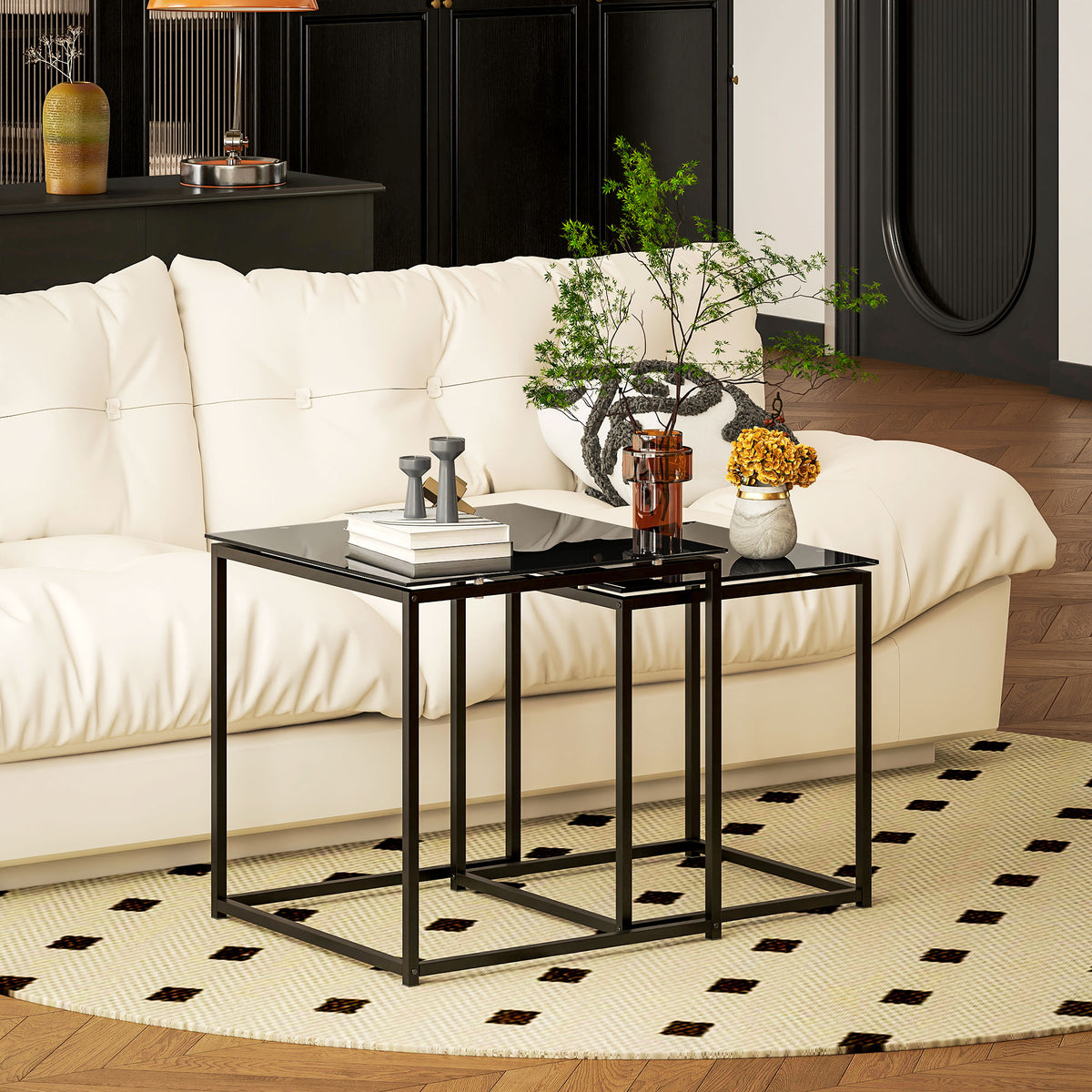 2er-Set Satztische mit platzsparendem Design