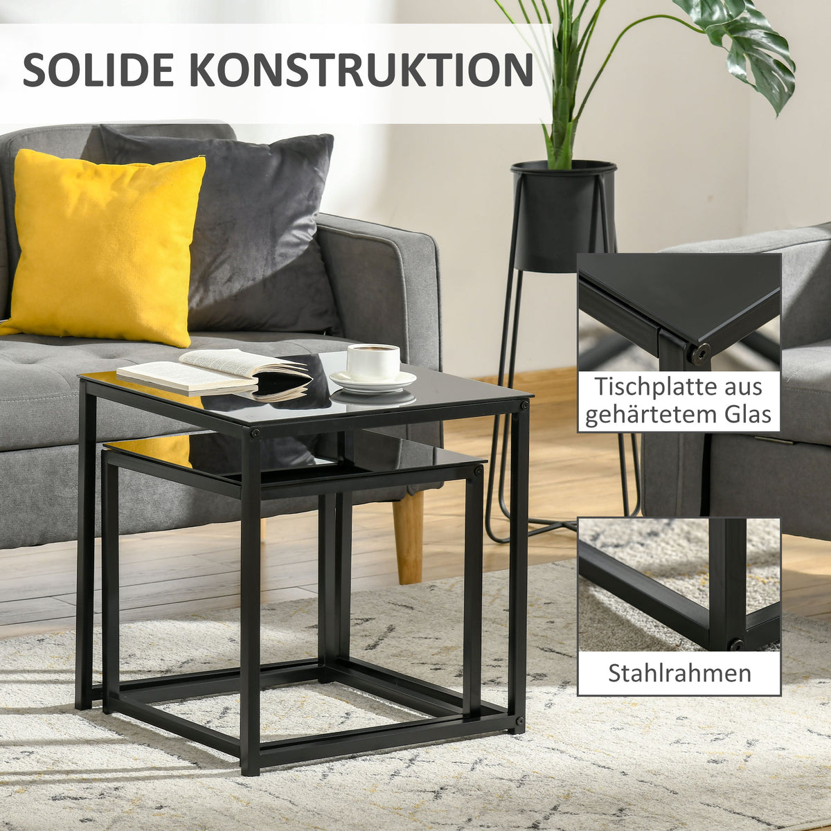 2er-Set Satztische mit platzsparendem Design