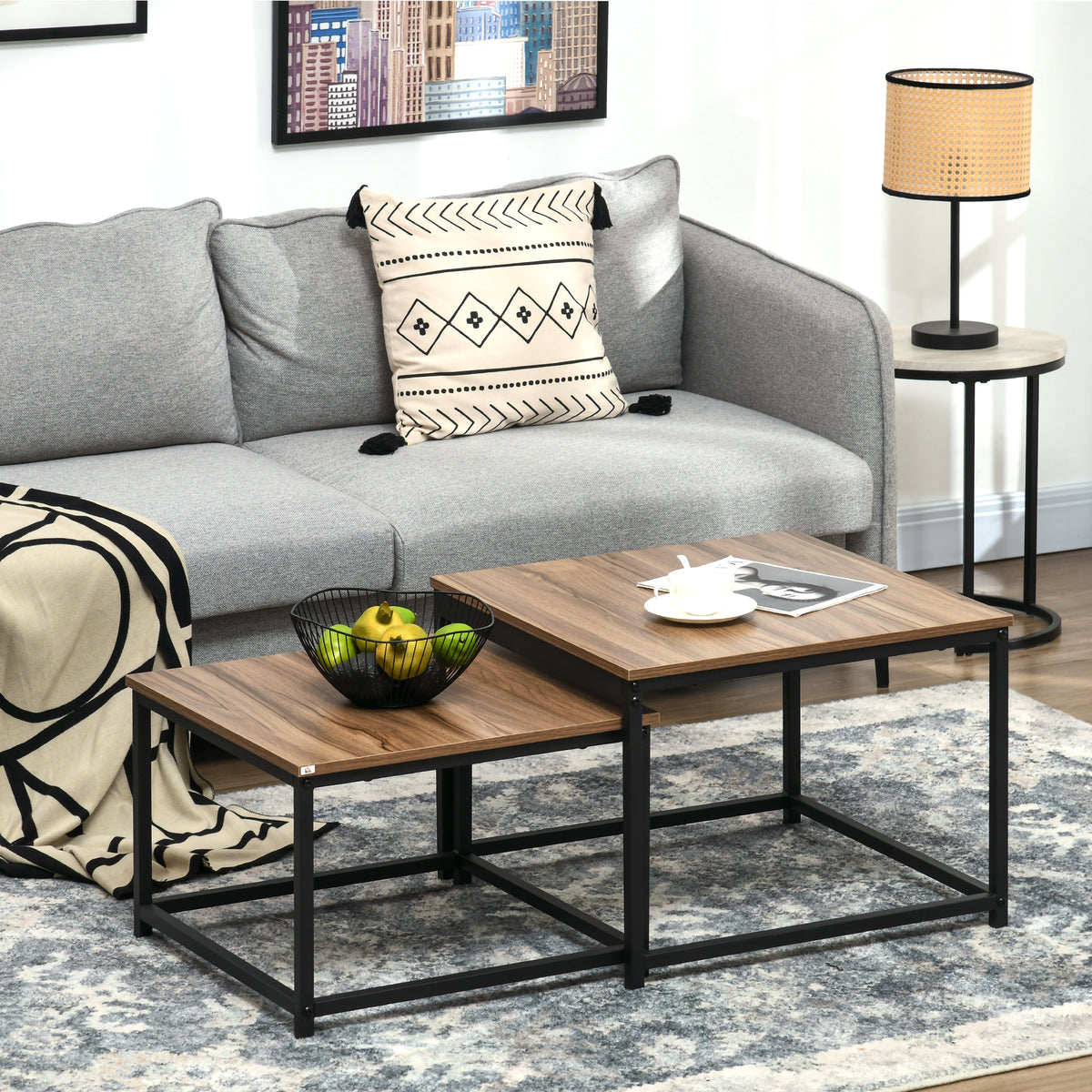 2er-Set Satztische mit platzsparendem Design