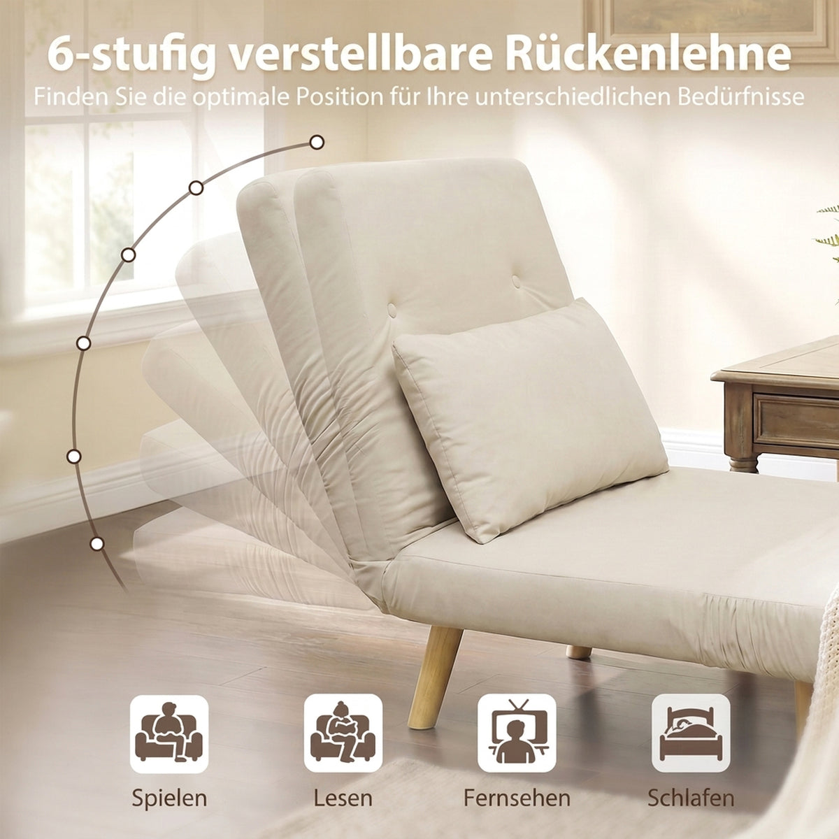 Schlafsessel mit 6-fach verstellbarer Rückenlehne