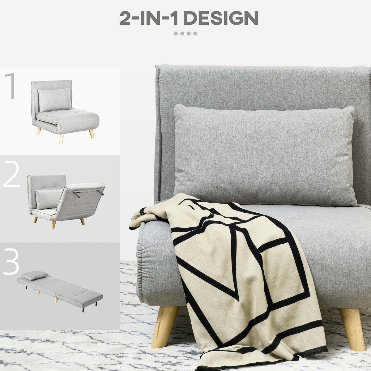 Schlafsessel mit 6-fach verstellbarer Rückenlehne