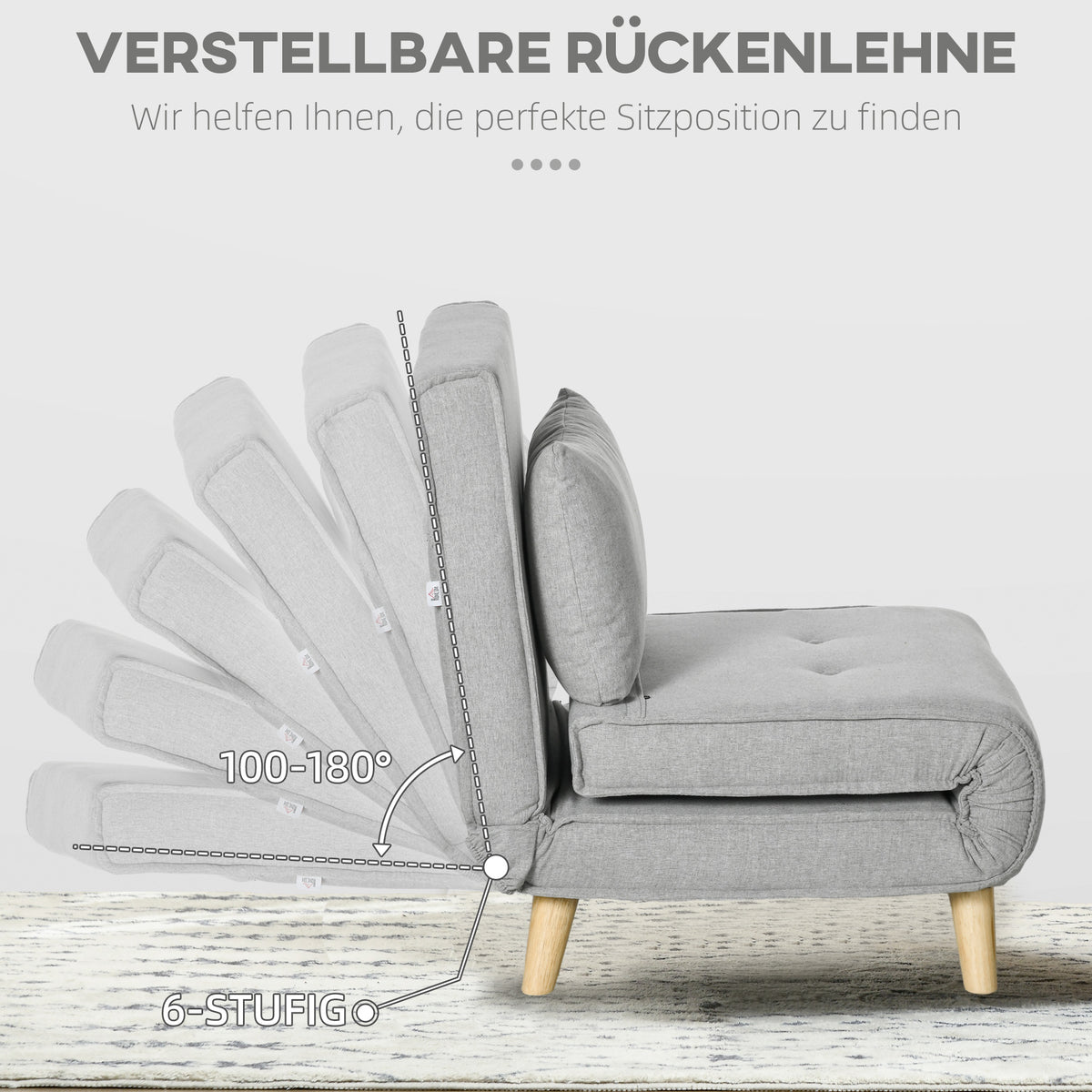 Schlafsessel mit 6-fach verstellbarer Rückenlehne