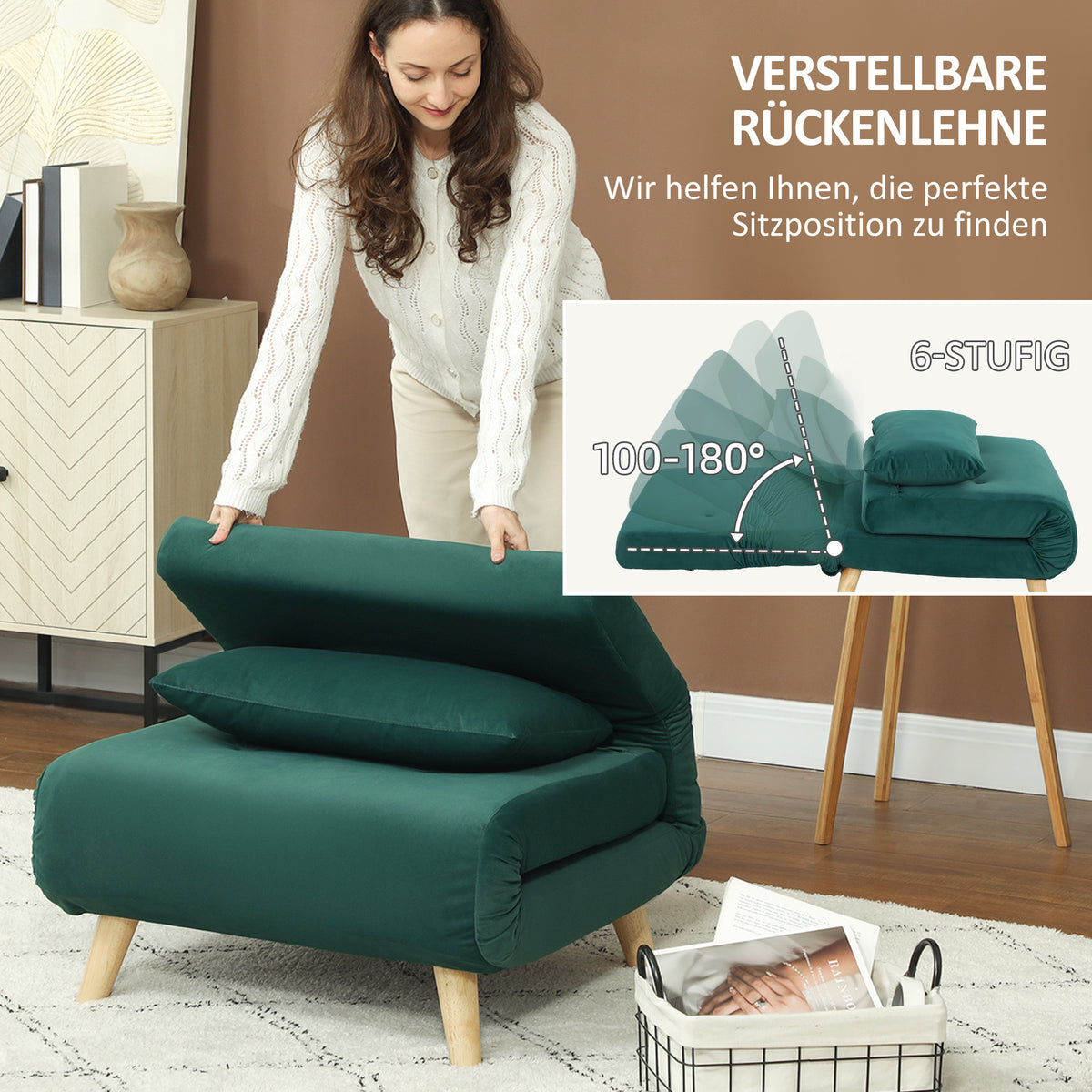 Schlafsessel mit 6-fach verstellbarer Rückenlehne