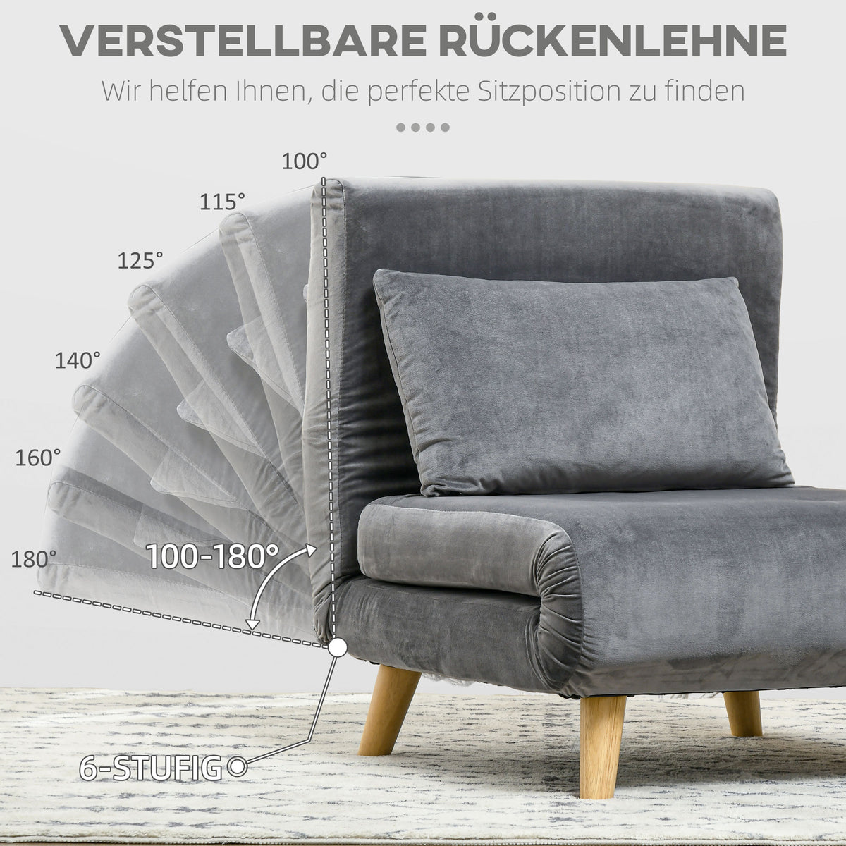 Schlafsessel mit 6-fach verstellbarer Rückenlehne