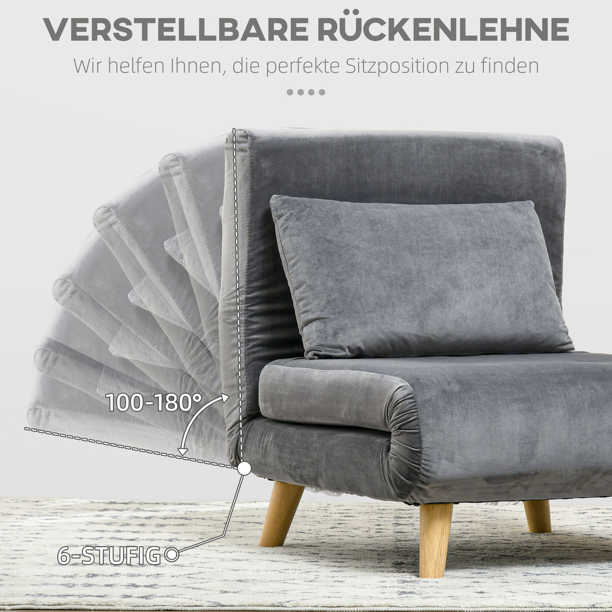 Schlafsessel mit 6-fach verstellbarer Rückenlehne