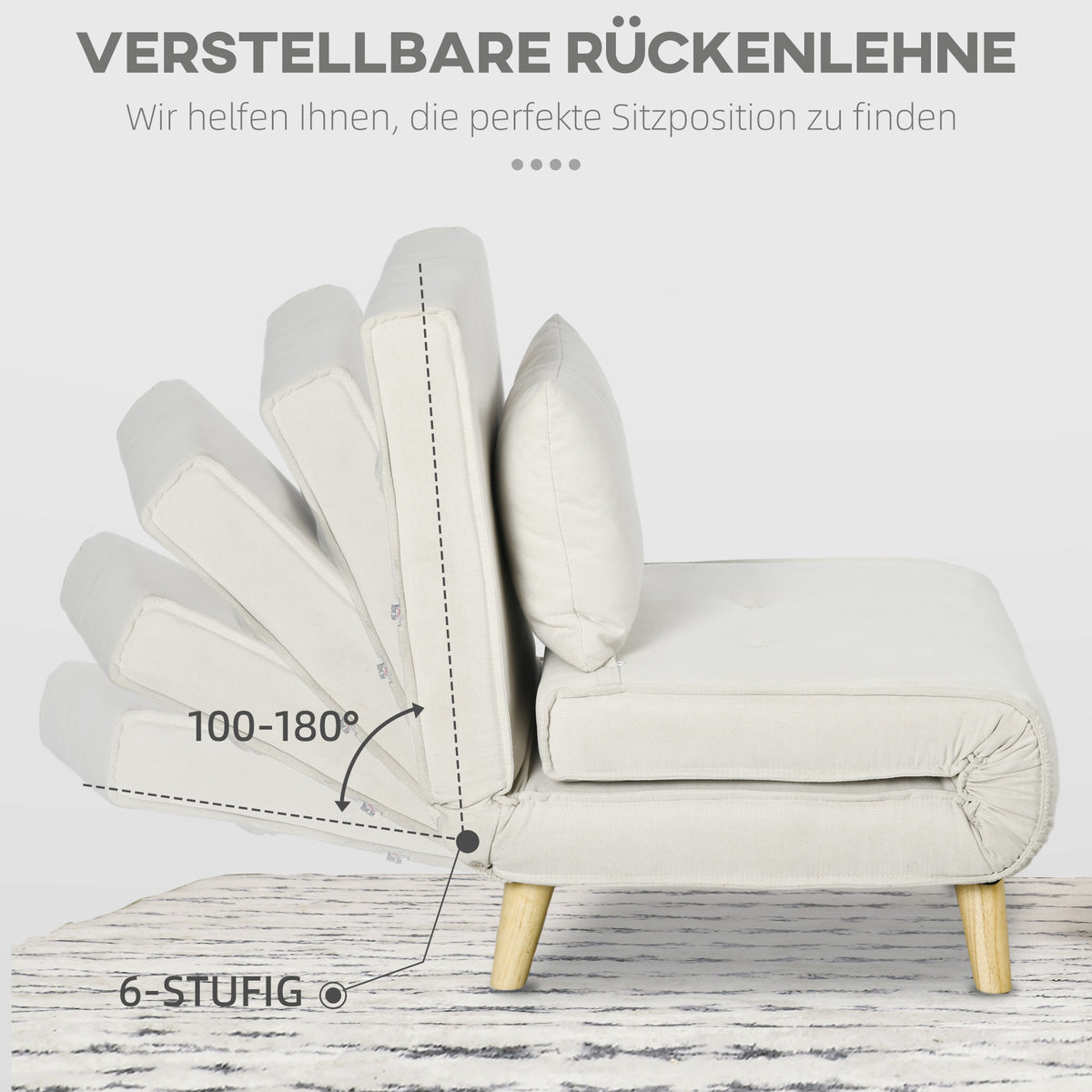 Schlafsessel mit 6-fach verstellbarer Rückenlehne
