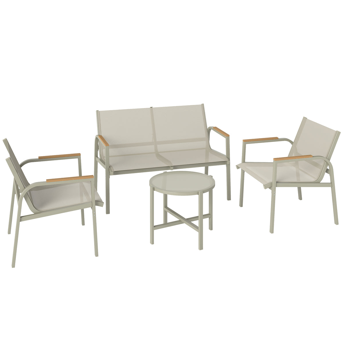 Gartenmöbel-Set mit Sofa, Sesseln und Tisch