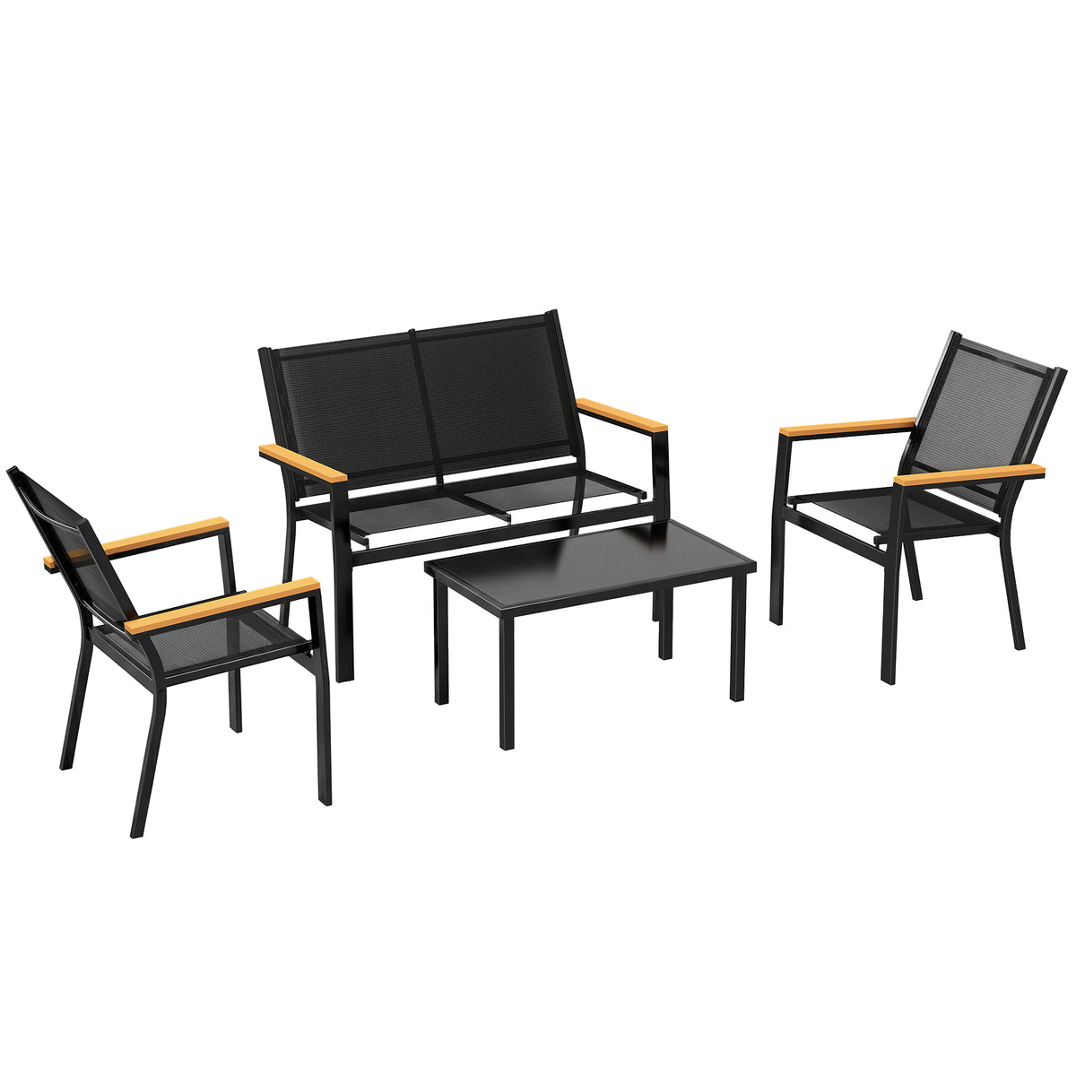 Gartenmöbel-Set mit Sofa, Sesseln und Tisch