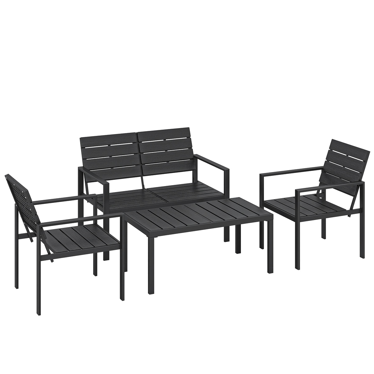 Gartenmöbel-Set mit Sofa, Sesseln und Tisch