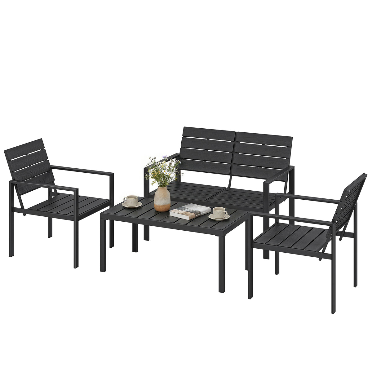 Gartenmöbel-Set mit Sofa, Sesseln und Tisch