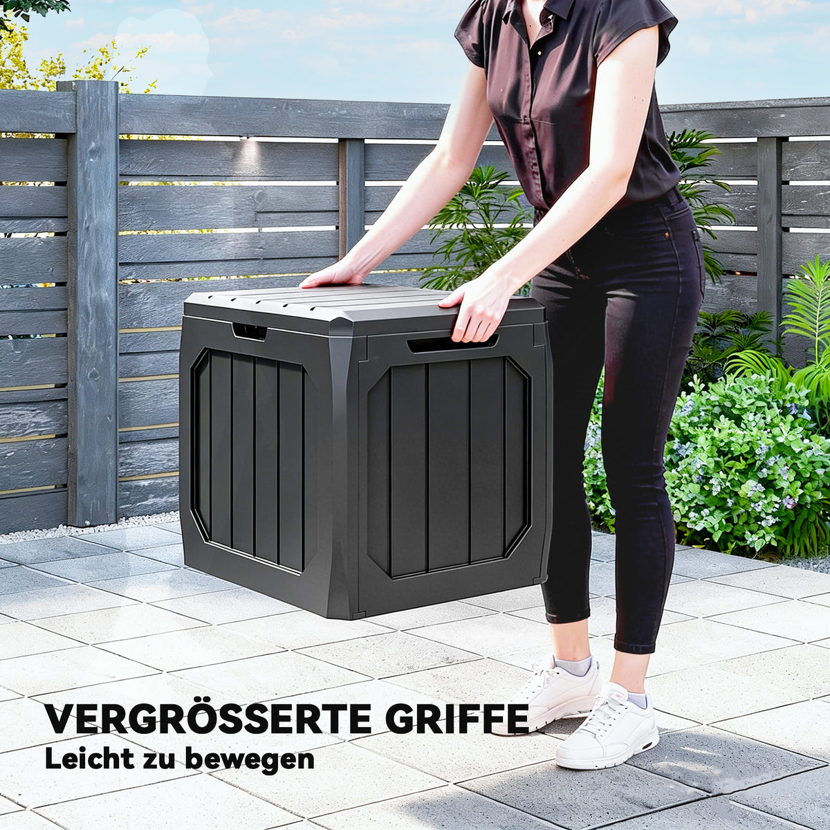 Garten-Aufbewahrungsbox mit Tragegriffen