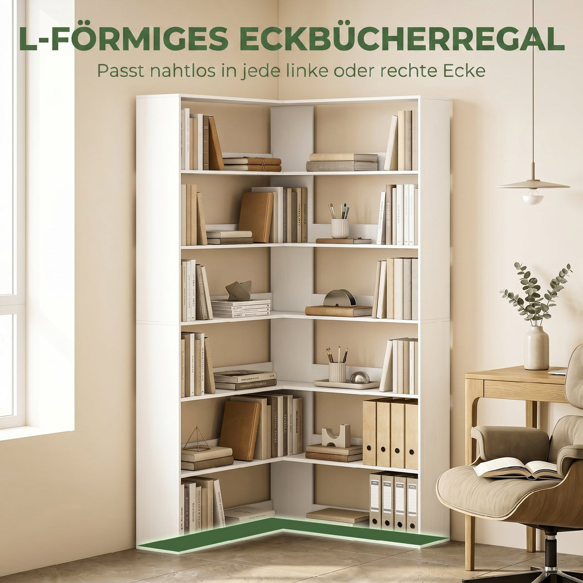 L-Eckregal mit 7 Ebenen und Kippsicherung
