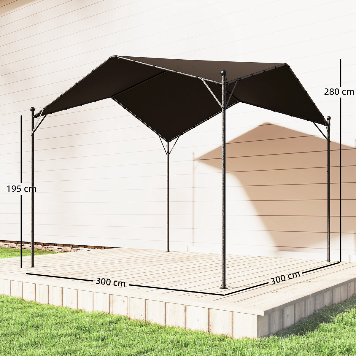 Pergola mit geneigtem Dach und Metallrahmen