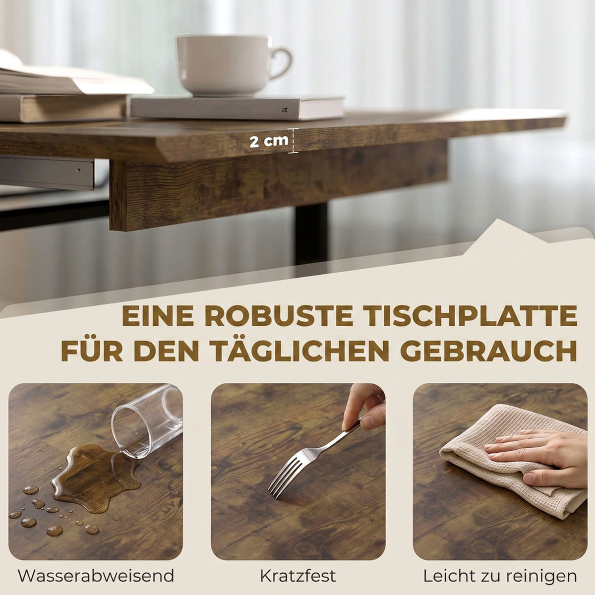 Ausziehbarer Esstisch für 6 bis 8 Personen