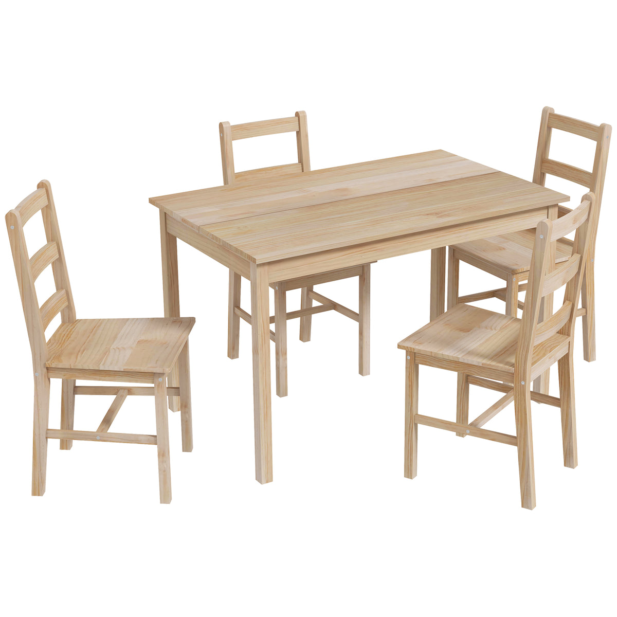 5-teilige Essgruppe aus Kiefernholz, 118 cm